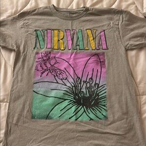 NIRVANA Tee - Gray with Multicolor Floral Design